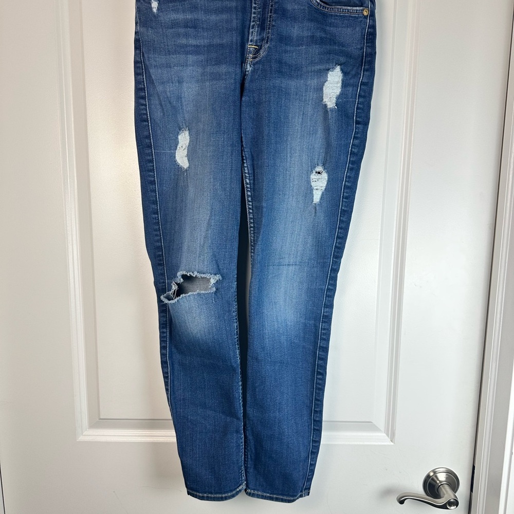 7 For All Mankind Ankle Skinny Distressed Jeans Women’s 28 Medium Wash - Picture 6 of 8